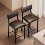 Acekool Bar Stools Set of 2, Counter Height Stools with Back, Upholstered PU Leather & Thick Metal Legs, Kitchen Island Chairs
