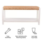 Banc Alaterre Furniture avec assise en corde tressée à la main - Banc en bois Newport de 101,6 cm avec étagère de rangement pour entrée ou chambre à coucher