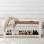 Banc Alaterre Furniture avec assise en corde tressée à la main - Banc en bois Newport de 101,6 cm avec étagère de rangement pour entrée ou chambre à coucher