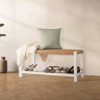 Banc Alaterre Furniture avec assise en corde tressée à la main - Banc en bois Newport de 101,6 cm avec étagère de rangement pour entrée ou chambre à coucher