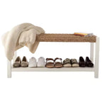 Banc Alaterre Furniture avec assise en corde tressée à la main - Banc en bois Newport de 101,6 cm avec étagère de rangement pour entrée ou chambre à coucher
