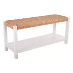 Banc Alaterre Furniture avec assise en corde tressée à la main - Banc en bois Newport de 101,6 cm avec étagère de rangement pour entrée ou chambre à coucher