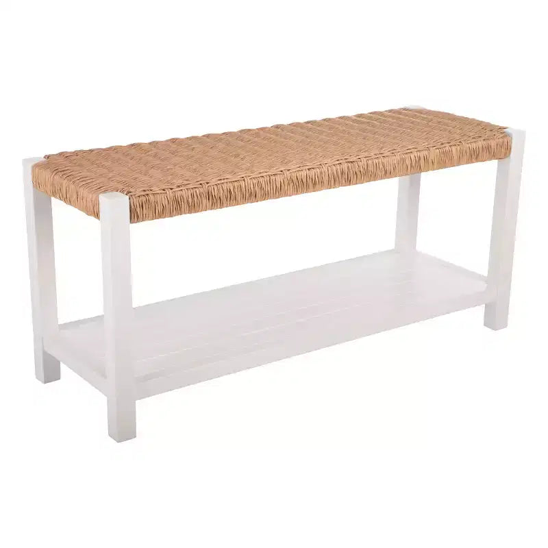 Banc Alaterre Furniture avec assise en corde tressée à la main - Banc en bois Newport de 101,6 cm avec étagère de rangement pour entrée ou chambre à coucher