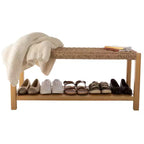 Banc Alaterre Furniture avec assise en corde tressée à la main - Banc en bois Newport de 101,6 cm avec étagère de rangement pour entrée ou chambre à coucher