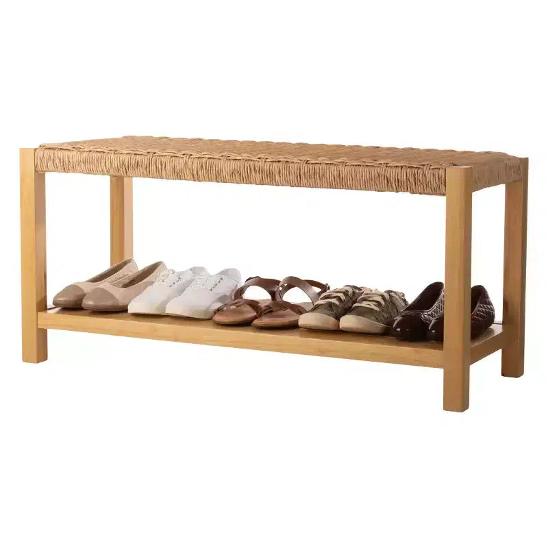 Banc Alaterre Furniture avec assise en corde tressée à la main - Banc en bois Newport de 101,6 cm avec étagère de rangement pour entrée ou chambre à coucher