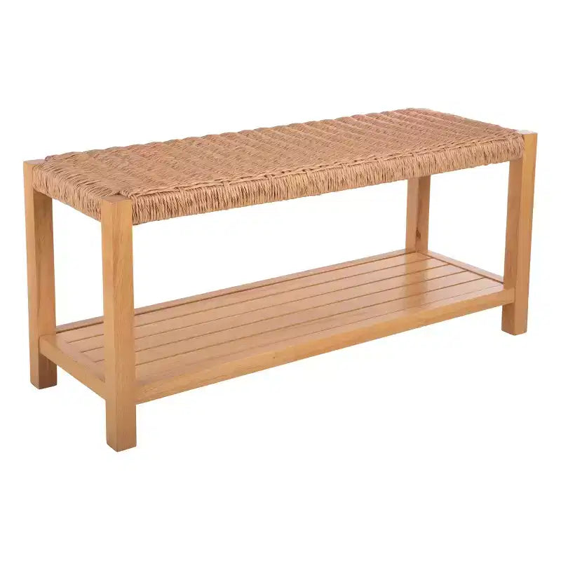 Banc Alaterre Furniture avec assise en corde tressée à la main - Banc en bois Newport de 101,6 cm avec étagère de rangement pour entrée ou chambre à coucher