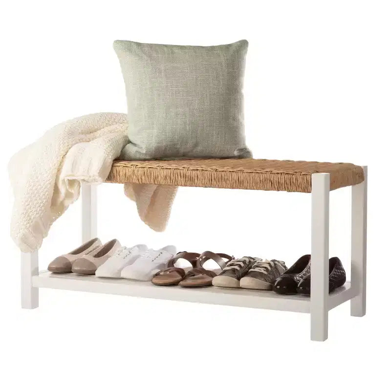 Banc Alaterre Furniture avec assise en corde tressée à la main - Banc en bois Newport de 101,6 cm avec étagère de rangement pour entrée ou chambre à coucher