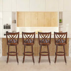Lot de 4 tabourets de bar pivotants Costway, hauteur bar, chaises de salle à manger ou pub avec pieds en bois d'hévéa