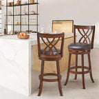 Lot de 4 tabourets de bar pivotants Costway, hauteur bar, chaises de salle à manger ou pub avec pieds en bois d'hévéa