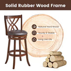 Lot de 4 tabourets de bar pivotants Costway, hauteur bar, chaises de salle à manger ou pub avec pieds en bois d'hévéa