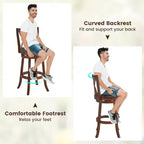 Lot de 4 tabourets de bar pivotants Costway, hauteur bar, chaises de salle à manger ou pub avec pieds en bois d'hévéa