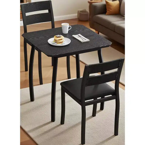 Ensemble table à manger 3 pièces, avec structure métallique et plateau en bois