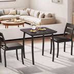 3 Piece Dining Table Set, with Metal Frame & Wood Tabletop