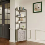 Étagère d'angle haute de 70,9 po avec armoire, meuble de rangement rustique, bibliothèque industrielle, support à plantes pour salon