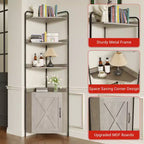 Étagère d'angle haute de 70,9 po avec armoire, meuble de rangement rustique, bibliothèque industrielle, support à plantes pour salon