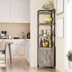 Étagère d'angle haute de 70,9 po avec armoire, meuble de rangement rustique, bibliothèque industrielle, support à plantes pour salon