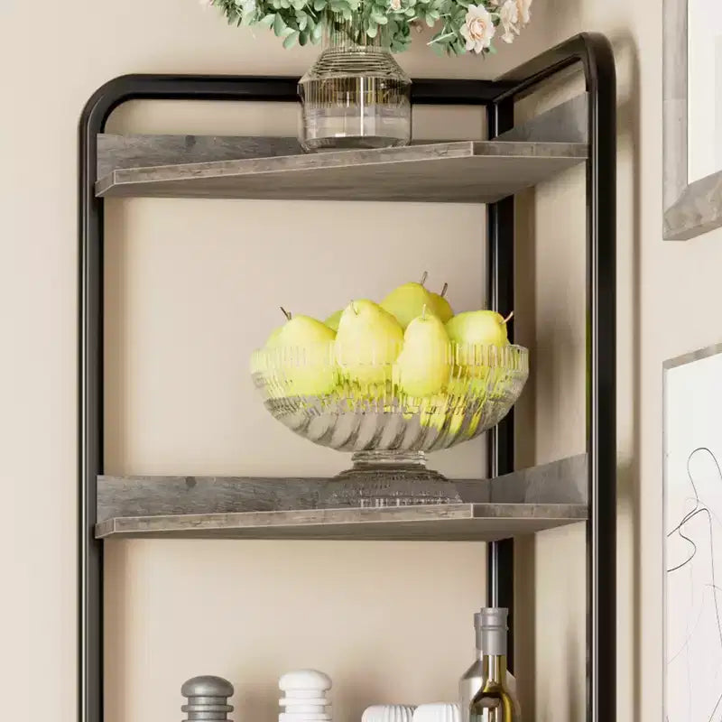 Étagère d'angle haute de 70,9 po avec armoire, meuble de rangement rustique, bibliothèque industrielle, support à plantes pour salon