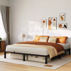 Bed Frame with 6-14in Metal Platform, No Screws Needed, No Box Spring Needed, Heavy Duty,