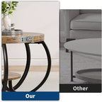 Acekool Table Basse de Ferme Ronde 76 cm avec Étagère de Rangement, Table en Bois Rustique à 2 Niveaux avec Pieds en Métal Courbés pour Petits Espaces, Marron