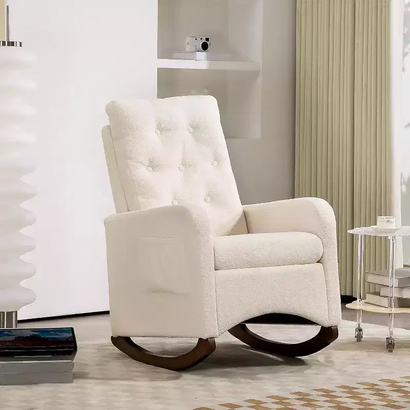 Acekool Fauteuil à bascule, Fauteuil Inclinable de Maternité, Fauteuil Inclinable à Dossier Haut avec Poches Latérales, Fauteuil à Bascule Inclinable pour Salon, Chambre, Bureau