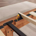Cadre de lit plateforme Acekool double en bois avec tête de lit, sommier, lattes de support, rangement sous le lit, montage facile, marron clair