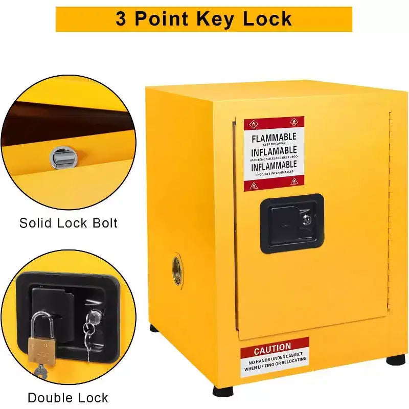 Armoire de sécurité Acekool pour produits inflammables, 17x17x18, en acier galvanisé, verrouillable, avec étagère réglable, bac de rétention et évents pour liquides dangereux