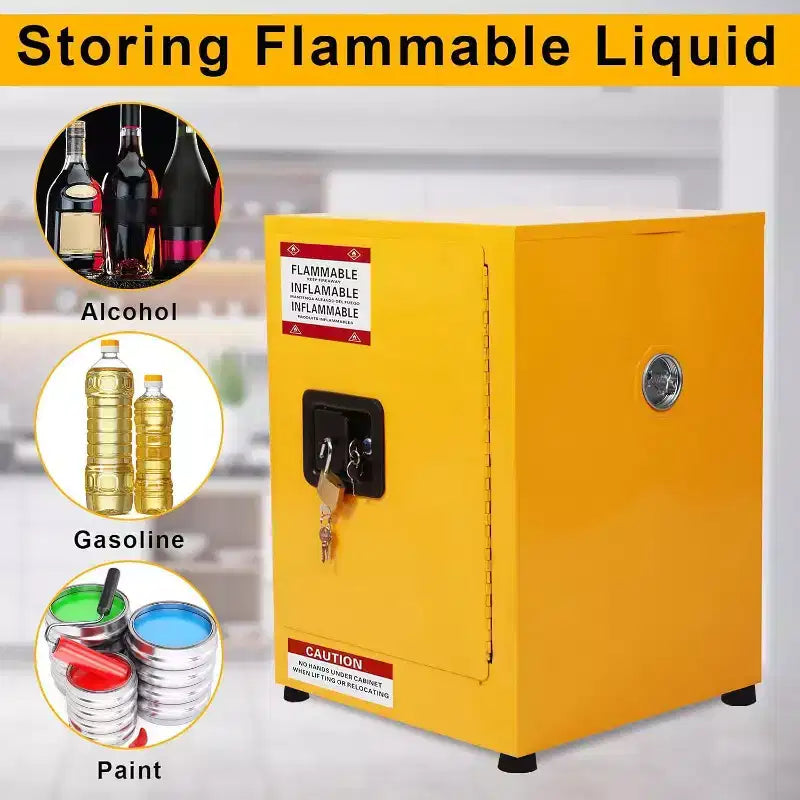 Armoire de sécurité Acekool pour produits inflammables, 17x17x18, en acier galvanisé, verrouillable, avec étagère réglable, bac de rétention et évents pour liquides dangereux