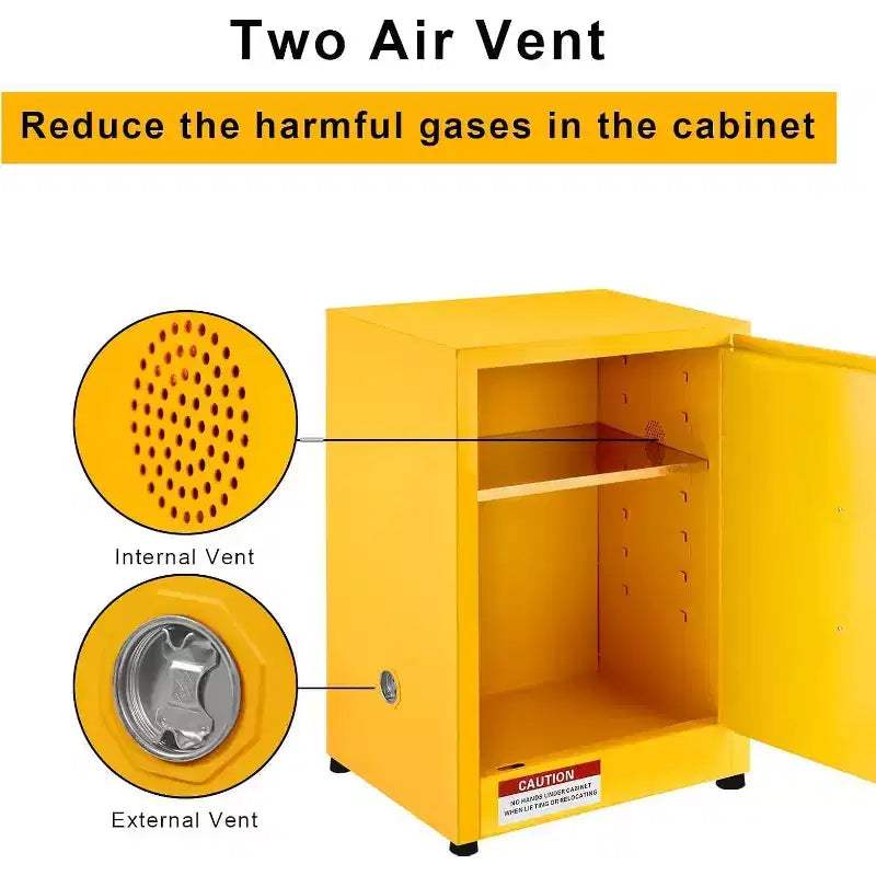 Armoire de sécurité Acekool pour produits inflammables, 17x17x18, en acier galvanisé, verrouillable, avec étagère réglable, bac de rétention et évents pour liquides dangereux