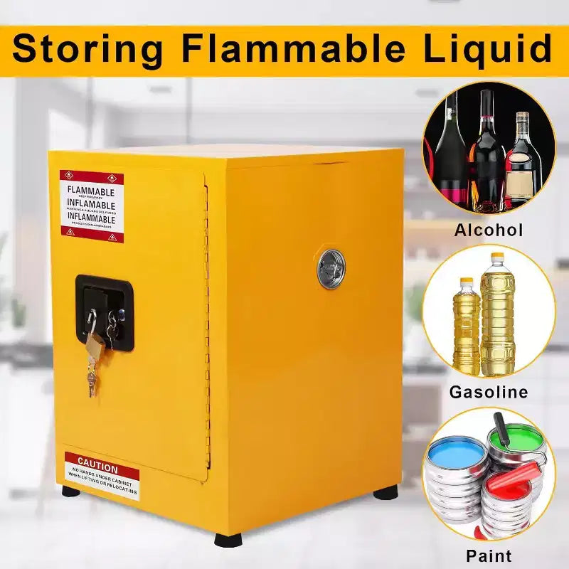 Armoire de sécurité Acekool pour produits inflammables, 17x17x18, en acier galvanisé, verrouillable, avec étagère réglable, bac de rétention et évents pour liquides dangereux