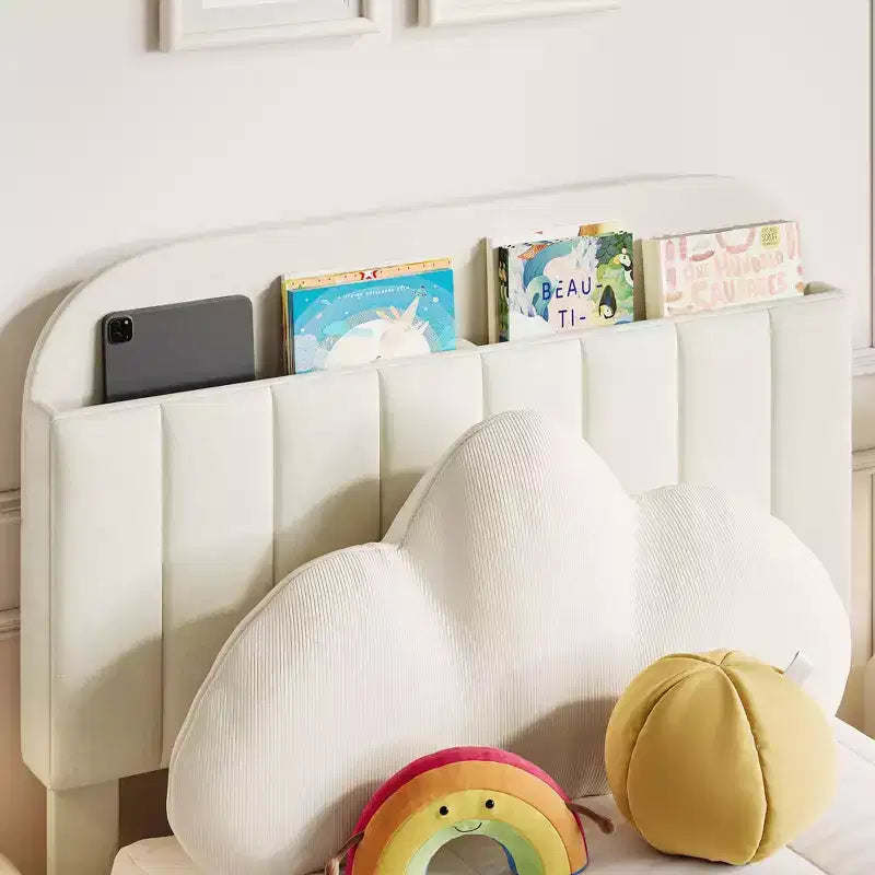 Cadre de lit jumeau Coolmee pour enfants, lit plateforme rembourré avec grand tiroir de rangement et tête de lit bibliothèque, lit pour garçons, silencieux, montage facile