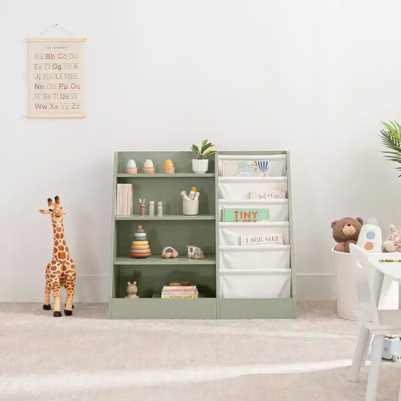 Comfy Cubs Bibliothèque enfant 89,4 x 39,9 x 80 cm – Étagère Montessori robuste avec étagères souples et rigides