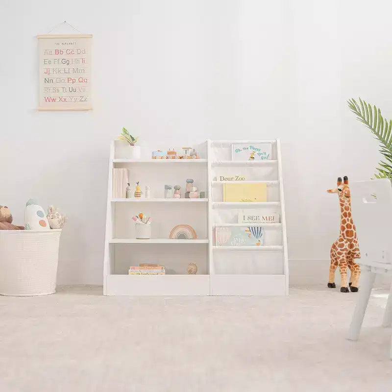 Comfy Cubs Bibliothèque enfant 89,4 x 39,9 x 80 cm – Étagère Montessori robuste avec étagères souples et rigides