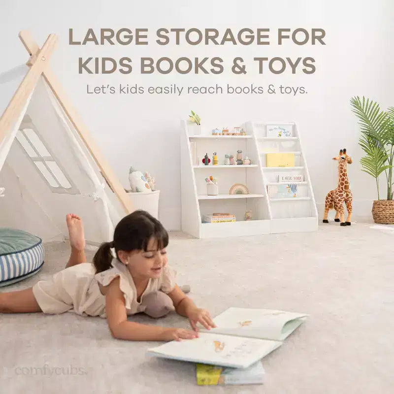 Comfy Cubs Bibliothèque enfant 89,4 x 39,9 x 80 cm – Étagère Montessori robuste avec étagères souples et rigides