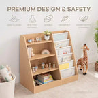Comfy Cubs Bibliothèque enfant 89,4 x 39,9 x 80 cm – Étagère Montessori robuste avec étagères souples et rigides