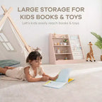 Comfy Cubs Bibliothèque enfant 89,4 x 39,9 x 80 cm – Étagère Montessori robuste avec étagères souples et rigides