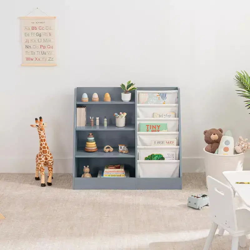 Comfy Cubs Bibliothèque enfant 89,4 x 39,9 x 80 cm – Étagère Montessori robuste avec étagères souples et rigides