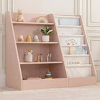 Comfy Cubs Kids Bookshelf 35.2 x 15.7 x 31.5 Inches - Sturdy Montessori Shelf with Soft & Hard Shelves