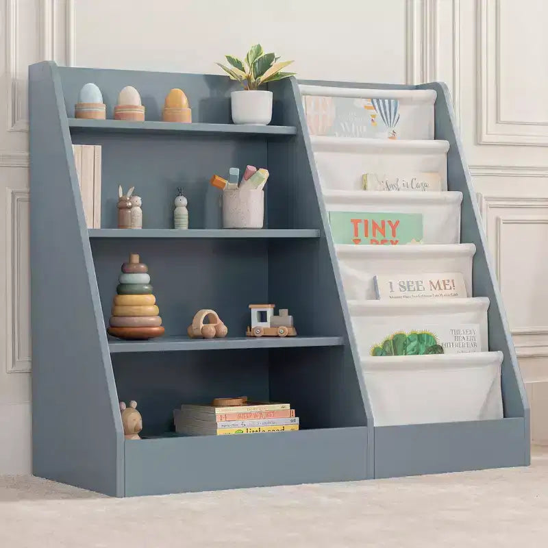 Comfy Cubs Bibliothèque enfant 89,4 x 39,9 x 80 cm – Étagère Montessori robuste avec étagères souples et rigides