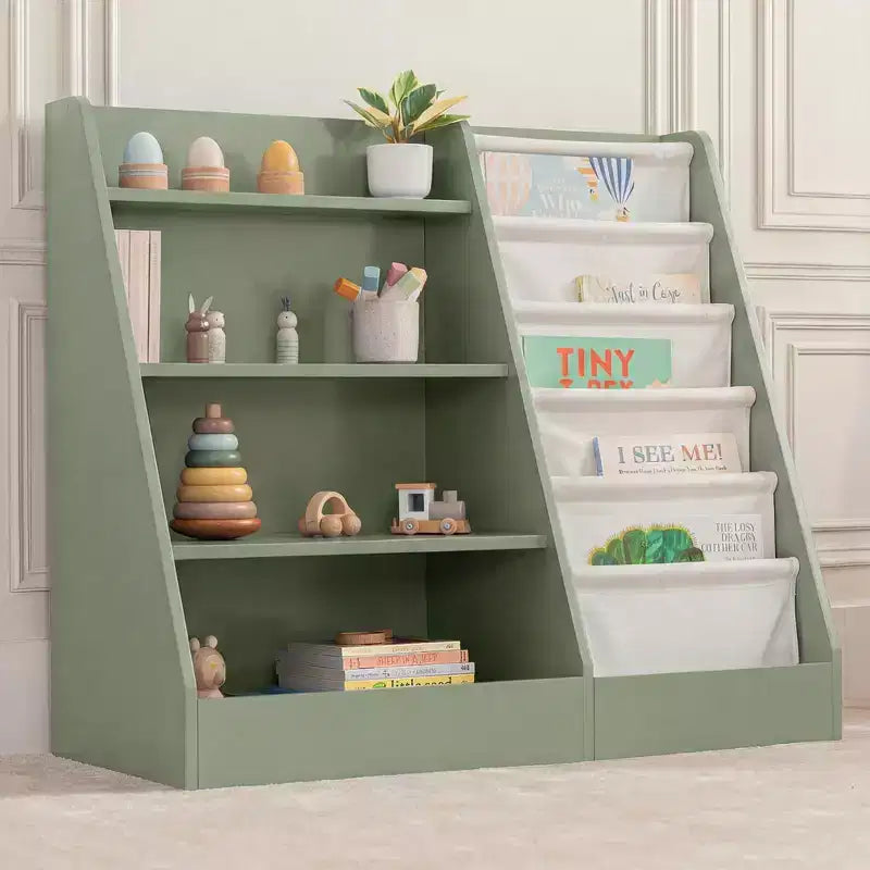 Comfy Cubs Bibliothèque enfant 89,4 x 39,9 x 80 cm – Étagère Montessori robuste avec étagères souples et rigides