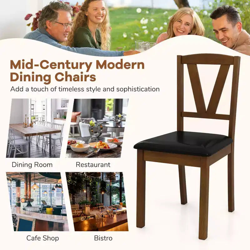 Lot de 2/4 chaises de salle à manger Costway en cuir PU avec dossiers évidés