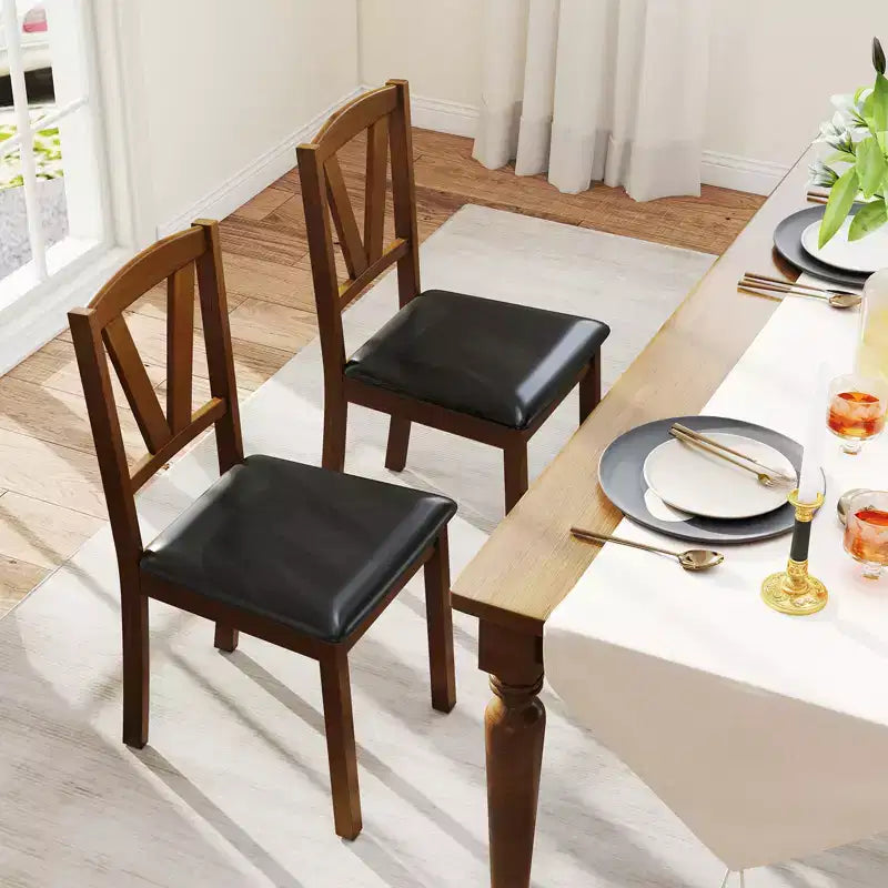 Lot de 2/4 chaises de salle à manger Costway en cuir PU avec dossiers évidés