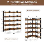 Étagère d'angle à 5 niveaux, Bibliothèque modulable, Étagère de rangement industrielle en métal avec étagères ouvertes pour salon, chambre, bureau à domicile