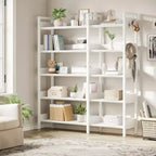 Étagère d'angle à 5 niveaux, Bibliothèque modulable, Étagère de rangement industrielle en métal avec étagères ouvertes pour salon, chambre, bureau à domicile