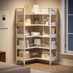 Étagère d'angle à 5 niveaux, Bibliothèque modulable, Étagère de rangement industrielle en métal avec étagères ouvertes pour salon, chambre, bureau à domicile