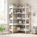 Étagère d'angle à 5 niveaux, Bibliothèque modulable, Étagère de rangement industrielle en métal avec étagères ouvertes pour salon, chambre, bureau à domicile