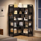 Étagère d'angle à 5 niveaux, Bibliothèque modulable, Étagère de rangement industrielle en métal avec étagères ouvertes pour salon, chambre, bureau à domicile