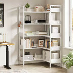 Étagère d'angle à 5 niveaux, Bibliothèque modulable, Étagère de rangement industrielle en métal avec étagères ouvertes pour salon, chambre, bureau à domicile