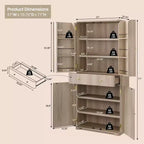 Grand garde-manger de cuisine de 71 po, armoires de rangement de cuisine modernes avec 4 portes et 6 étagères réglables, meuble de cuisine incurvé en bois