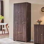 Grand garde-manger de cuisine de 71 po, armoires de rangement de cuisine modernes avec 4 portes et 6 étagères réglables, meuble de cuisine incurvé en bois