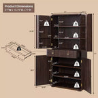 Grand garde-manger de cuisine de 71 po, armoires de rangement de cuisine modernes avec 4 portes et 6 étagères réglables, meuble de cuisine incurvé en bois